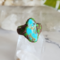 Turquoise Polymer Clay and Stainless Steel Ring Size 11